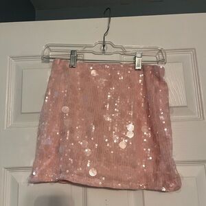 Pink Sequin Mini Skirt